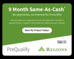 Regions Home Improvement Financing 9-month same-as-cash loan